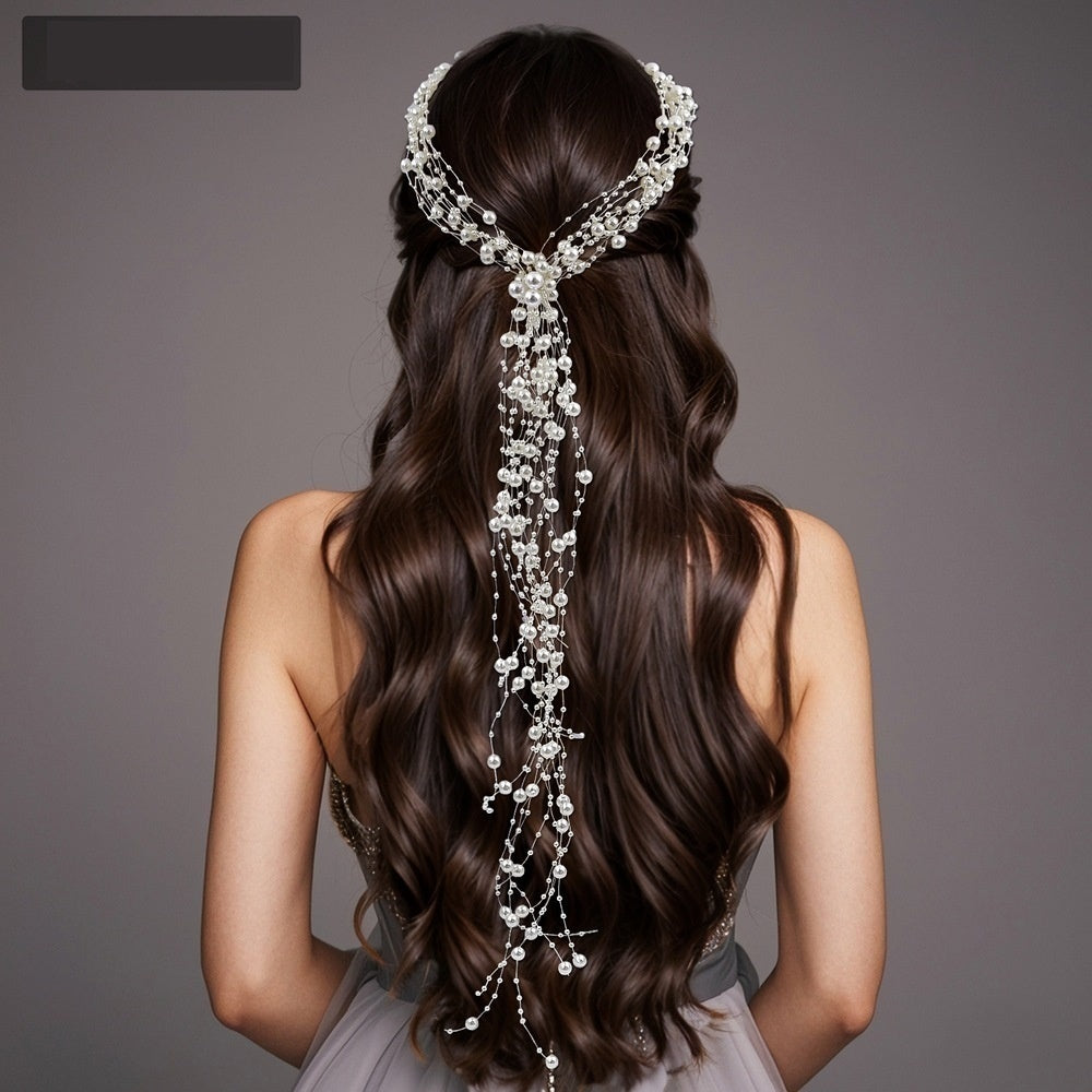 Silver Pearl Resin Wave Hair Band For Bridal Weddings