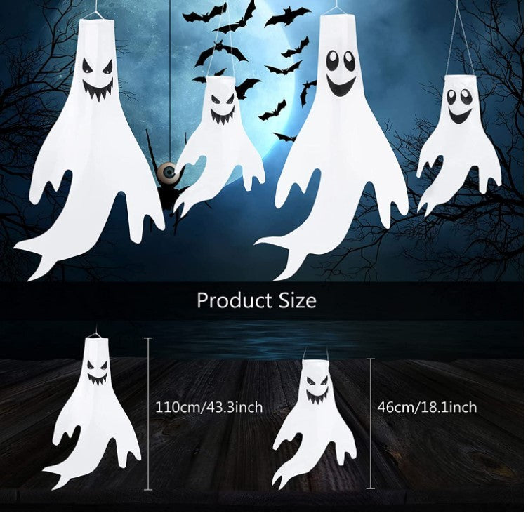 Halloween Windsock Ghost Face Windsock Flag Hanging Outdoor Decoration For Yard Garden Patio Halloween Decorations For Home