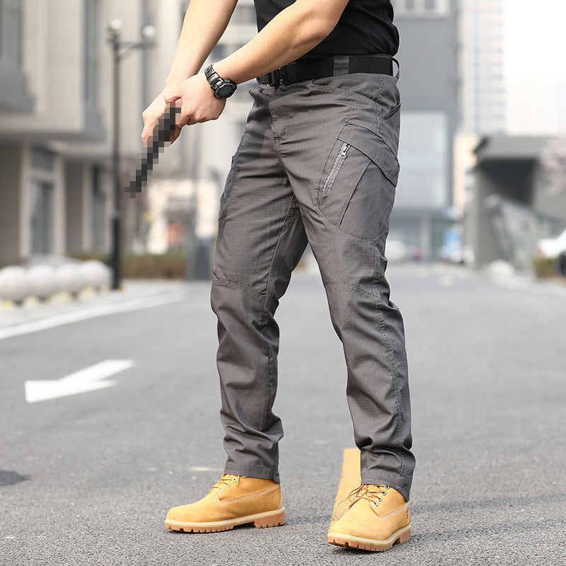 Unisex Loose Military Cargo Pants Cotton Blend Solid Color