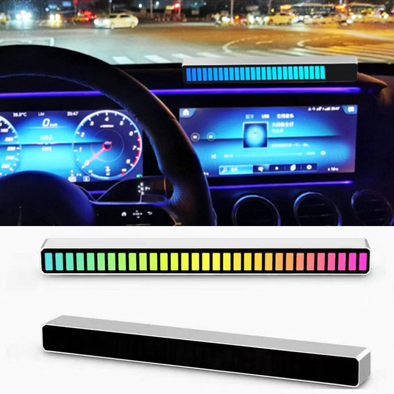 RGB Voice-Activated Music Rhythm Ambient Light with 32 LEDs and 18 Colors, Sound Control Lamp for Car and Home Decoration