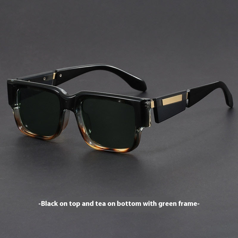 Gray Blue Square Thick Frame UV-Proof Retro Sunglasses