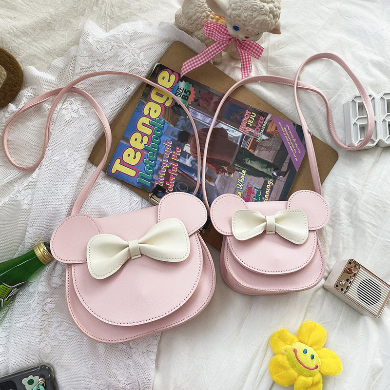 Cute Bowknot PU Small Shoulder Bag for Girls – Adorable Student Crossbody