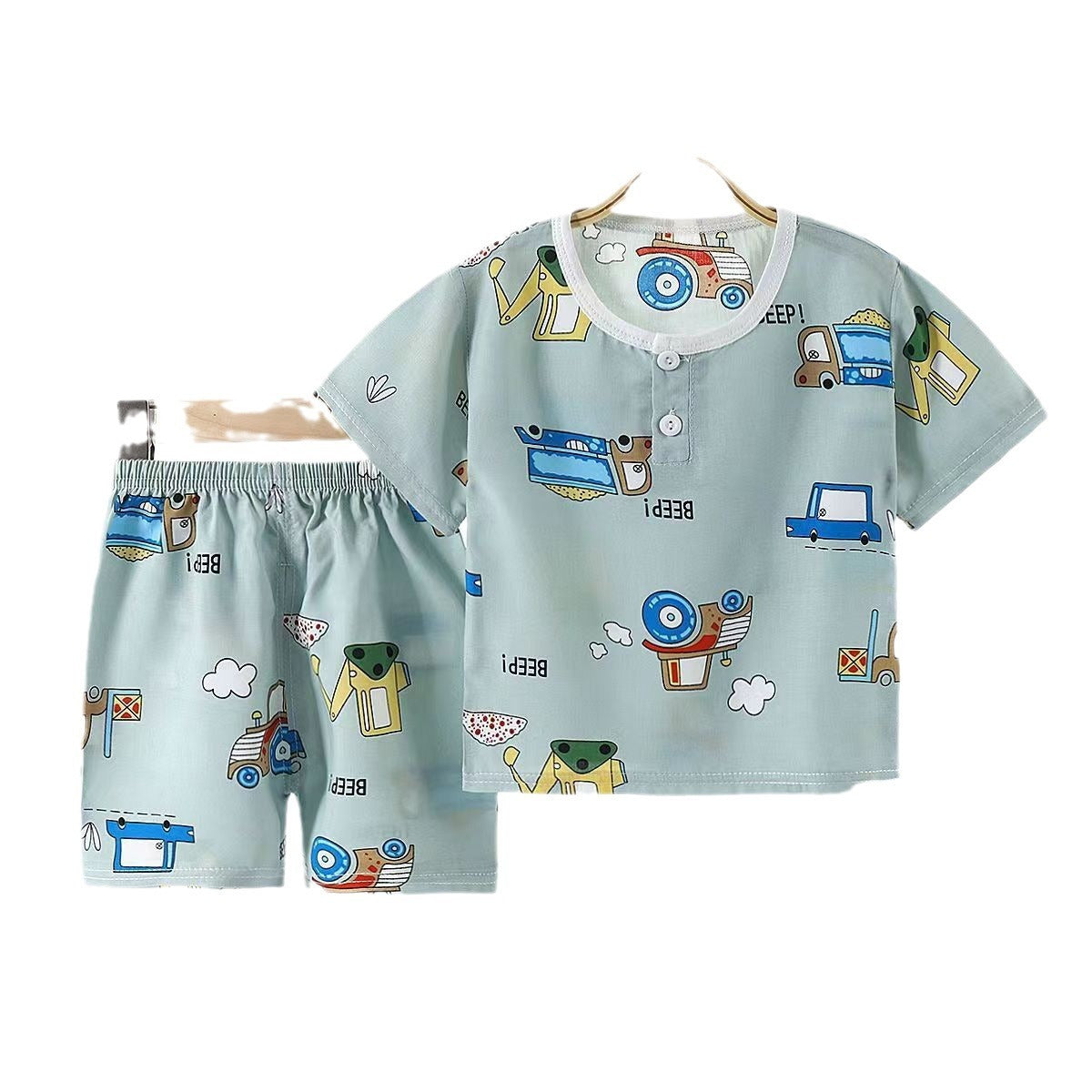 Children's Short-sleeved Shorts Cotton Silk Summer Suit