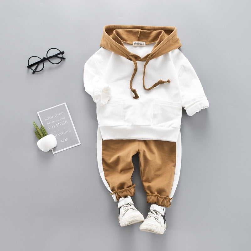 Boys letter sports color matching two-piece set