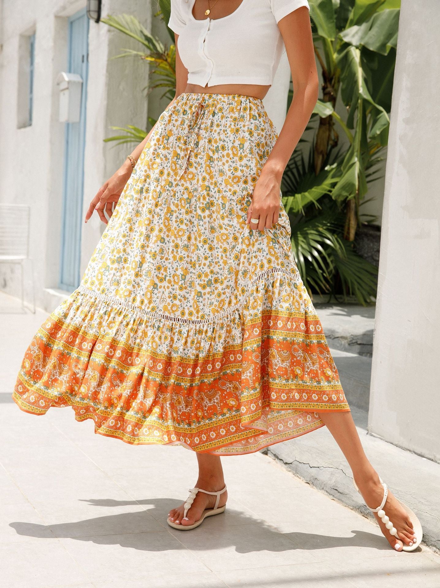 Lace-paneled Maxi Dress Rayon Positioned Floral Bohemian