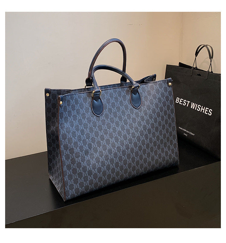 Women's Retro Tote Bag PU Leather Letter Print Capacity