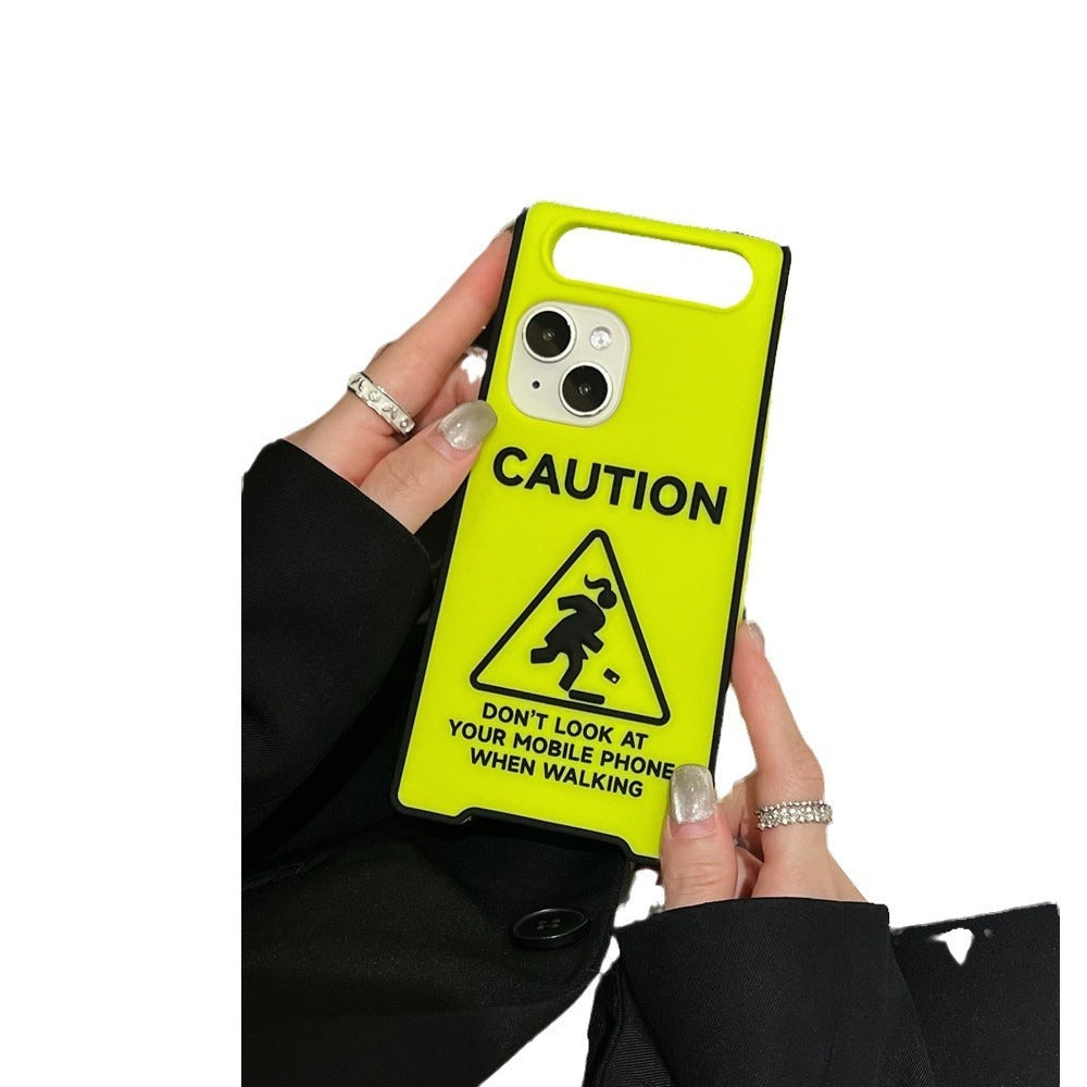 Cartoon Niche Drop-resistant Warning Sign Luminous Phone Case