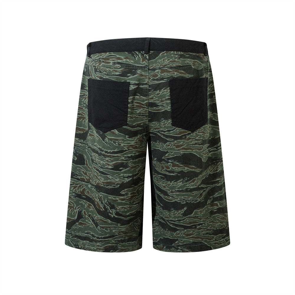 Men's Tiger Print Camouflage Shorts Cotton Loose Fit