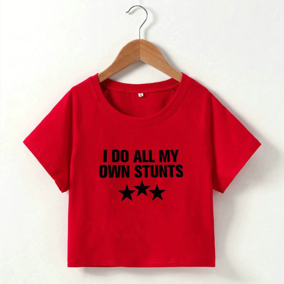Letter Printing Crop Short Style Europe And The United States