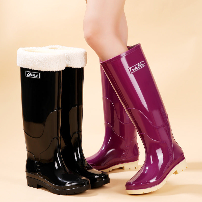 Women's Fleece Lined Waterproof Rain Boots Cotton Lining