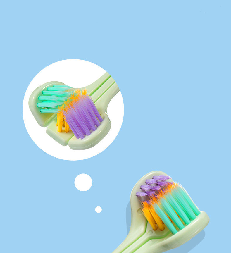 Three-Sided Macaron Soft Bristle Toothbrush – Deep Clean, Safe & Portable
