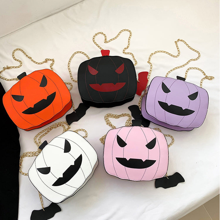 Halloween Pumpkin Shoulder Bag – Funny Cartoon Chain Crossbody Purse