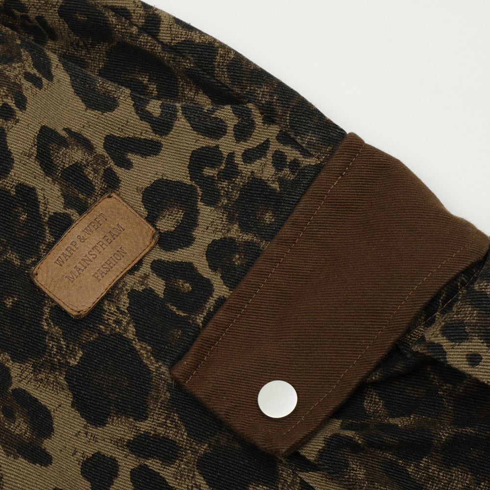 Men's Leopard Print Cargo Shorts Regular Cotton Streetwear
