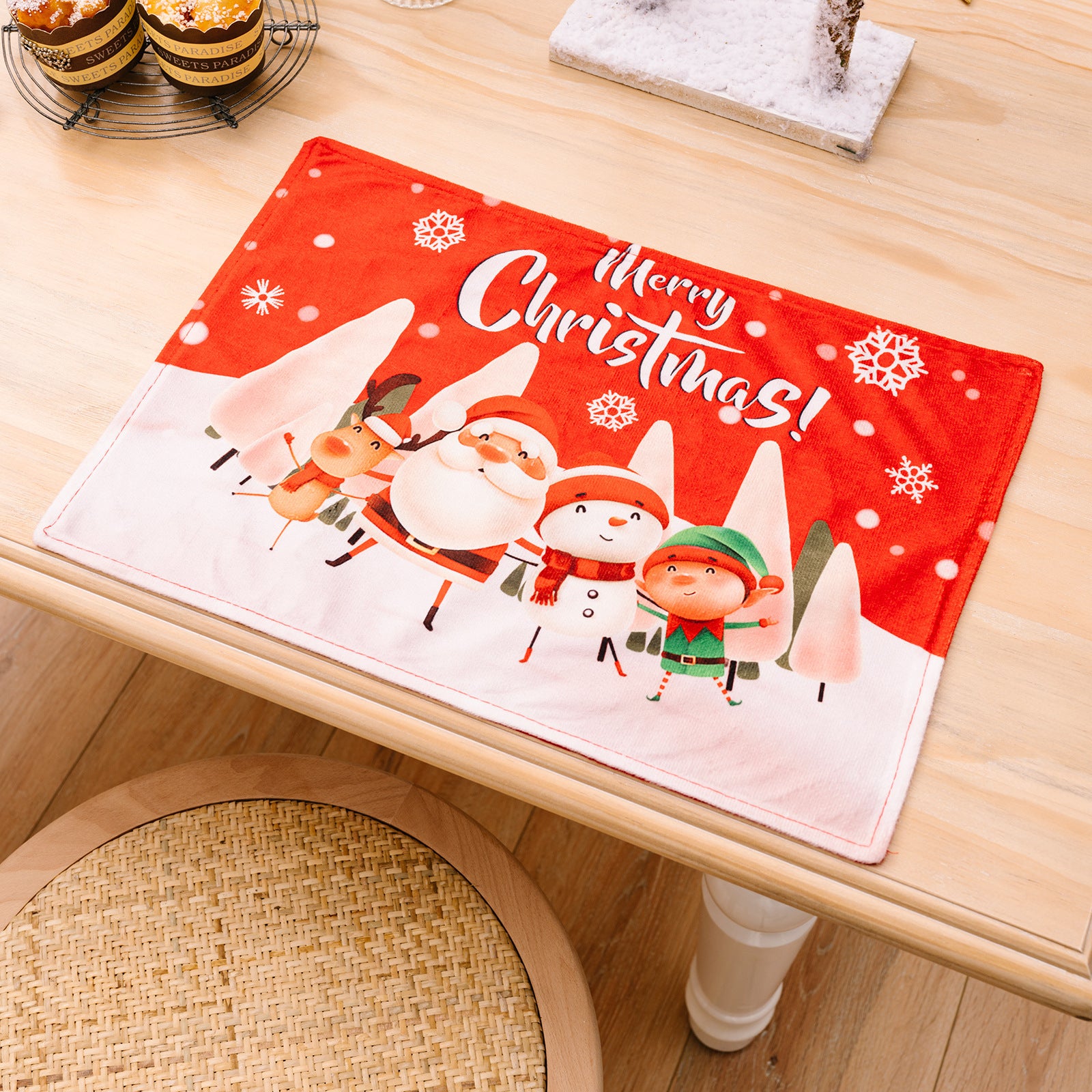 New Christmas Decorations Cartoon Old Man Table Mat Christmas Tablecloth Mat Creative Printing Placemat