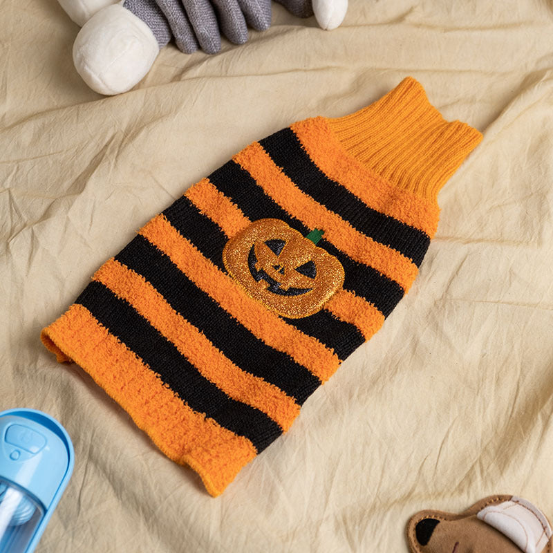Halloween Dog Sweater – Warm Pet Costume Outfit for Teddy Dogs and Small Breeds