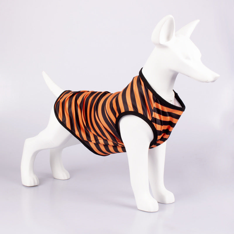 Pet Tank Top Striped Crew Neck T Shirt
