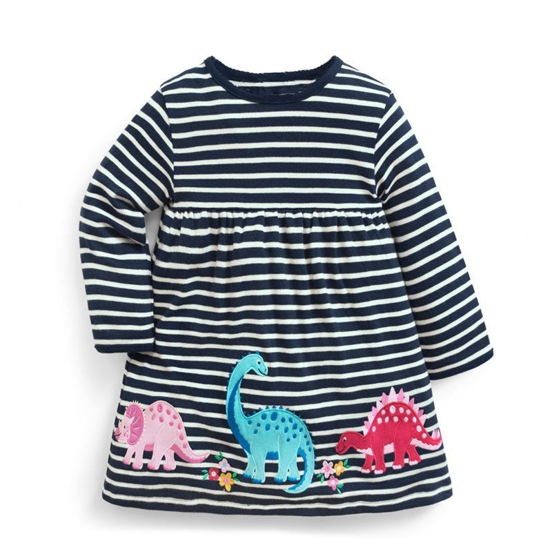 Girls Dress New Autumn and Winter Striped Children's Dress Children's Skirt
