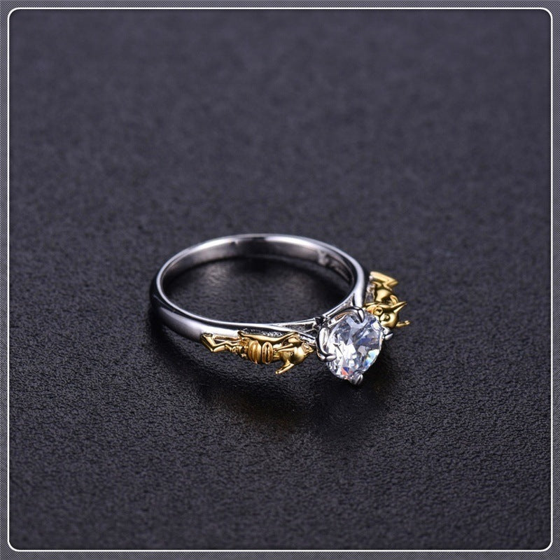 Crystal Crown Copper Ring Unisex Cosplay Jewelry Accessory