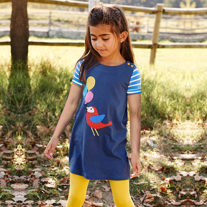Girls' Skirt Cartoon Printed Cotton Dress