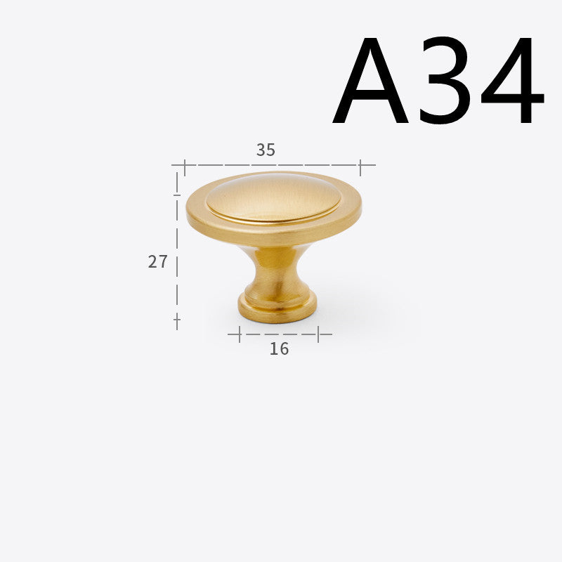 Pure Copper Cabinet Door Handle Golden Light Luxury Brass Handle