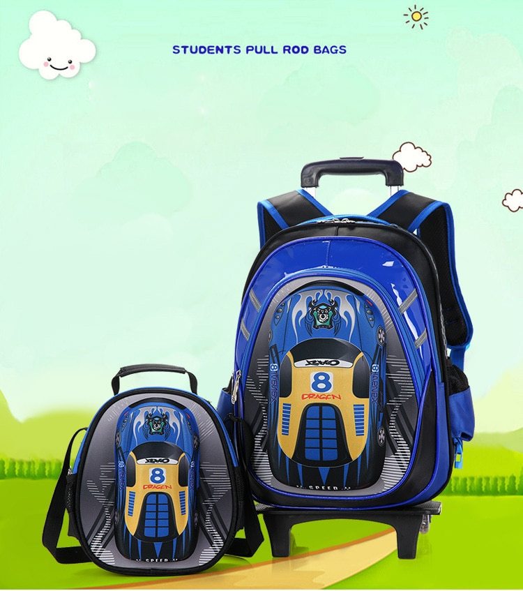 Men's Oxford Cloth Detachable Trolley Backpack Cartoon