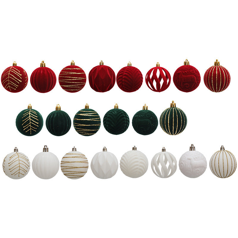 Christmas Red Flocking Colored Drawing Ball 12 6cm