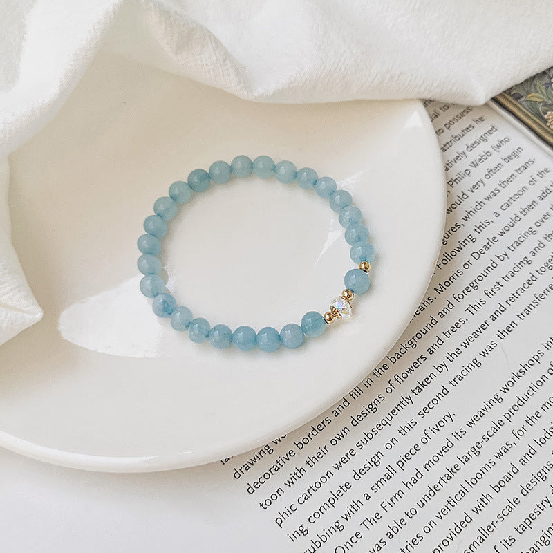 Natural Crystal Women's 14K Gilded Accessories Aquamarine Bracelet