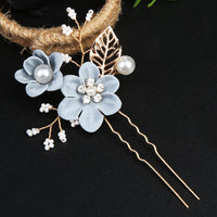 Blue 2 Flowers Hairpin