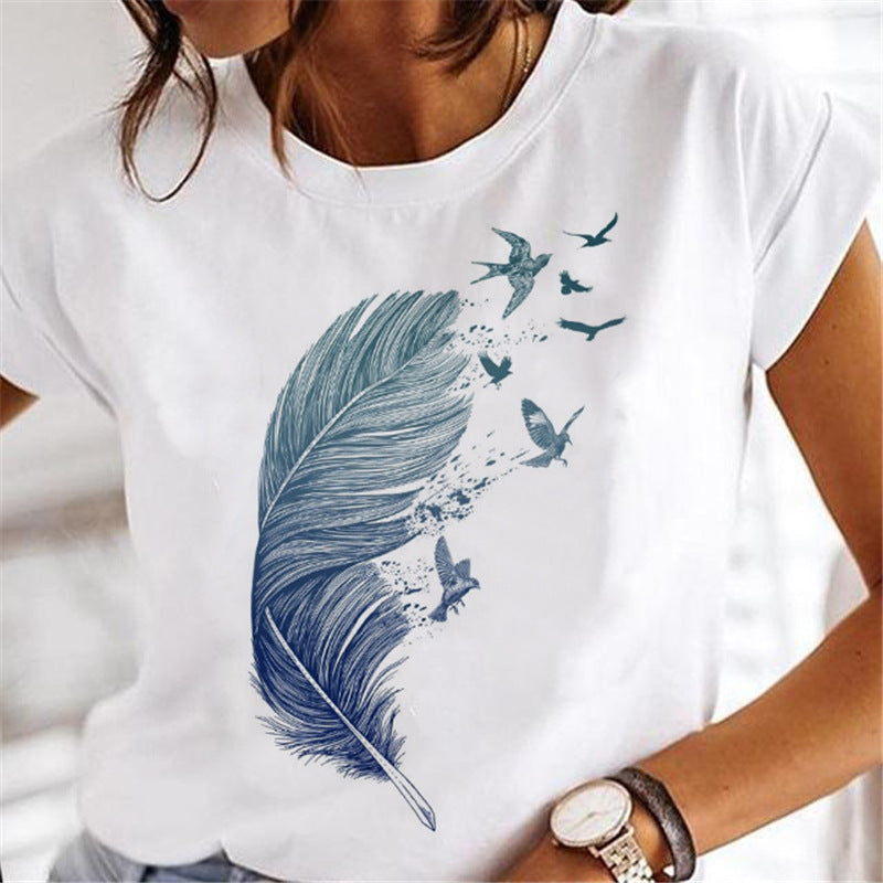 Women's Dandelion Print Milk Silk Pullover Tee