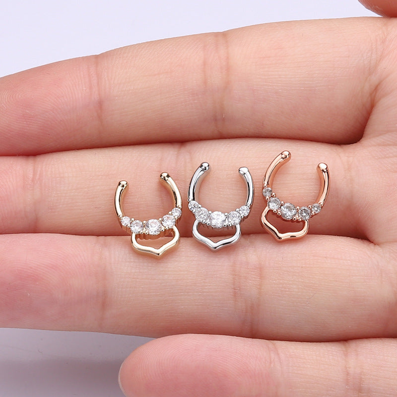 Rose Gold And Diamond Nose Nails Non Perforated Nose Nails