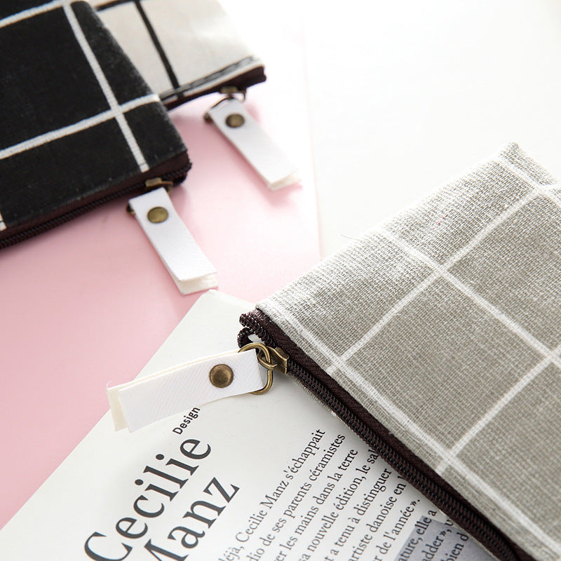 Unisex Nordic Zakka Slim Cotton Linen Zip Key Wallet