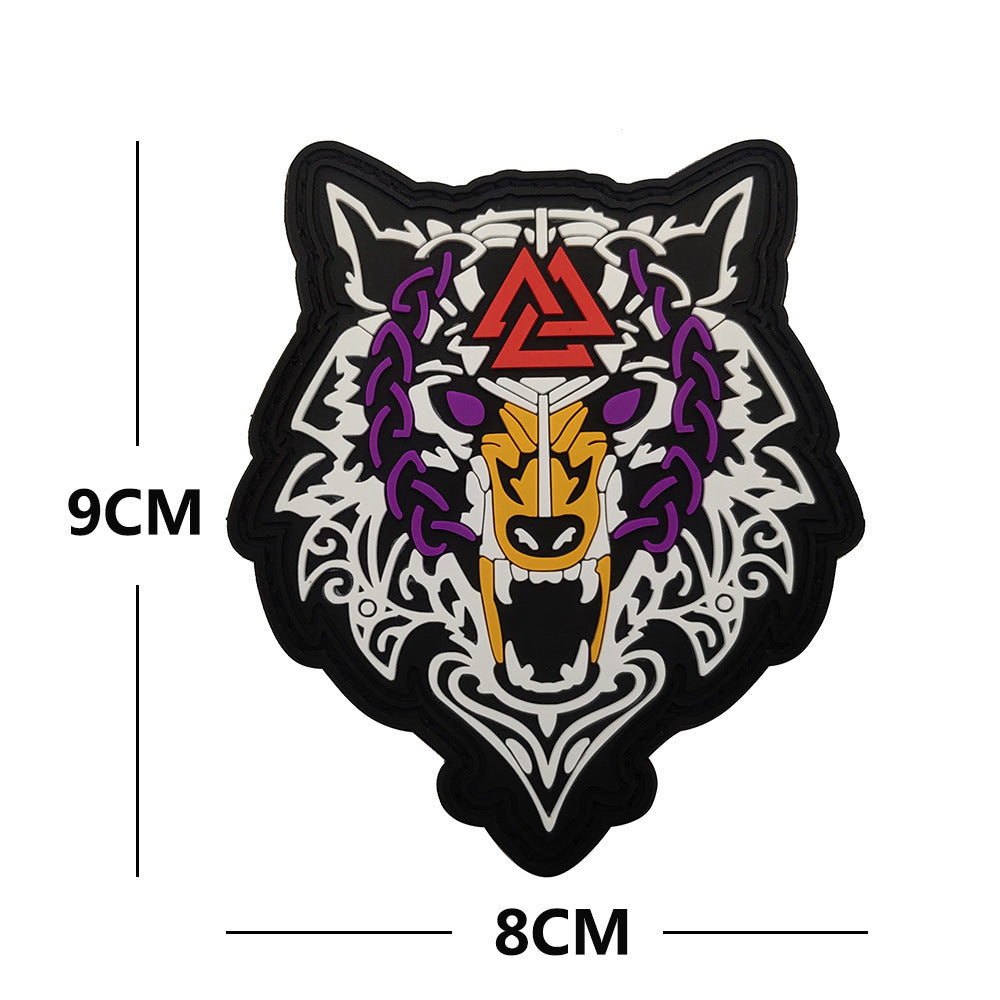 Viking Wolf Head Patch – Cloth Sticker Armband, Velcro Backpack Patch