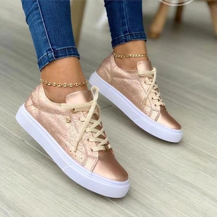 Casual Print Ladies Casual Shoes Front Lace-Up