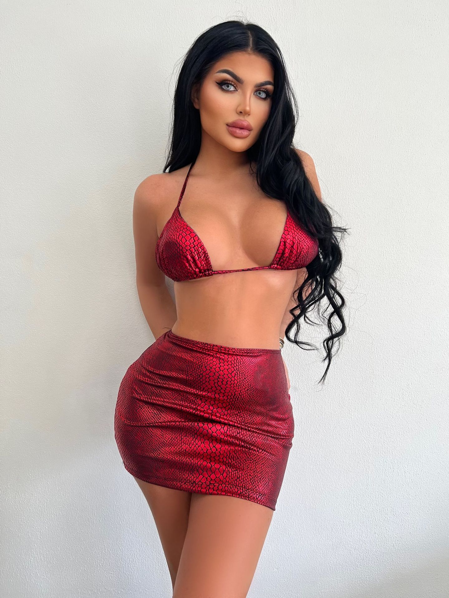 Unisex Polyester Two Piece Bikini Set Solid Color Swimwear