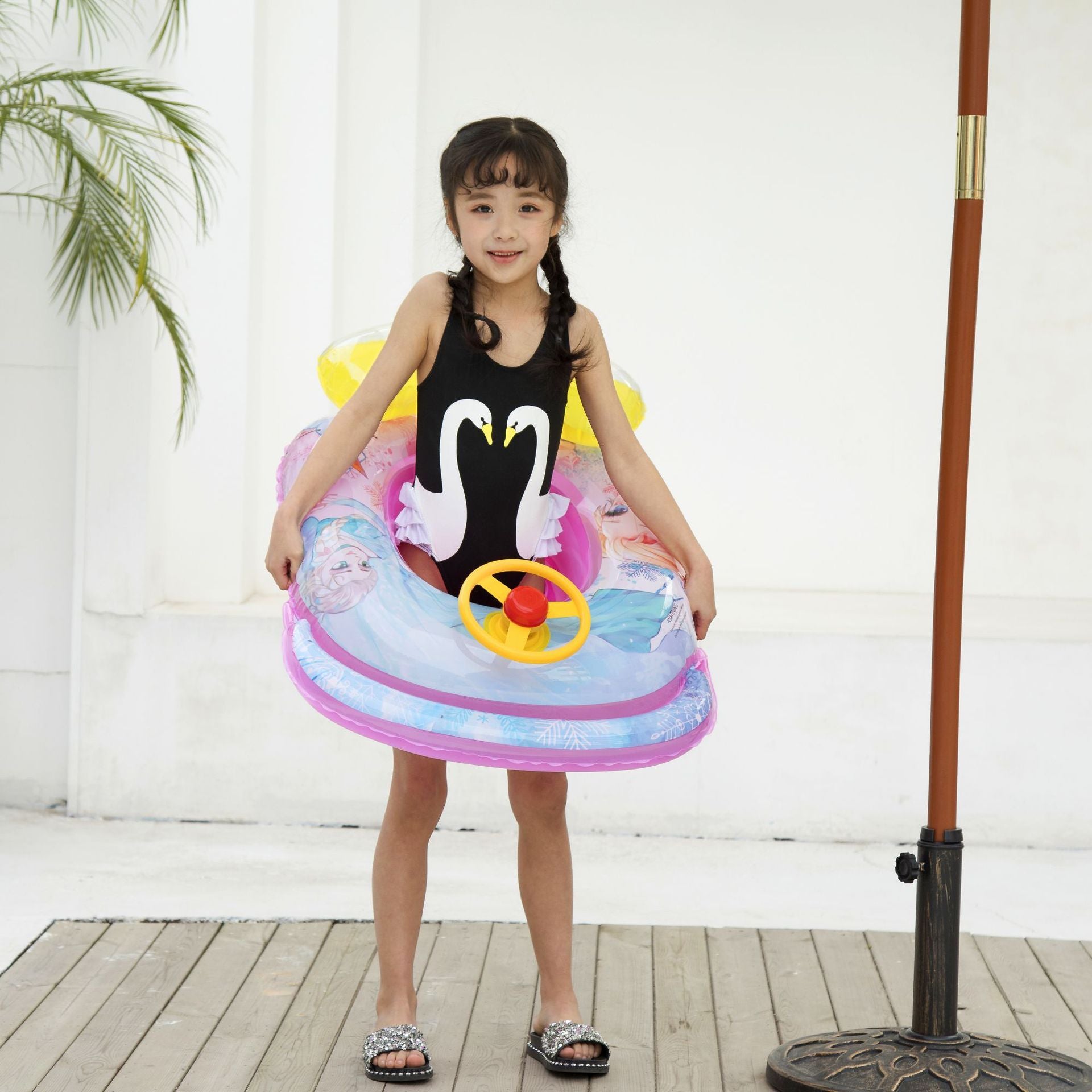 New Spot Baby Flamingo Kart Swimming Ring