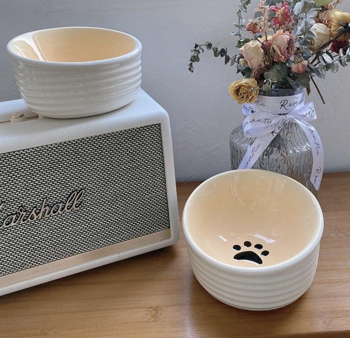 Ceramic Cat Bowl DogFood Basin Oblique Mouth Anti-tumble