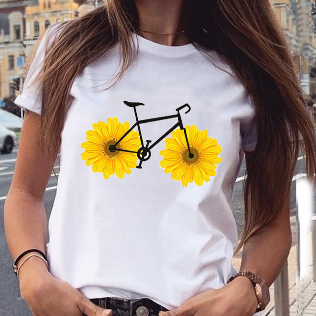 Foreign Trade New Red Wine Glass Electrocardiogram Printing Pattern Spot Short-Sleeved Shirt T-Shirt