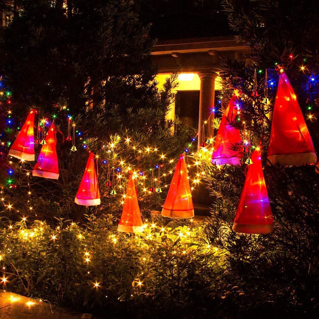 Lighted Christmas Hat with Bells Glowing Hanging Decoration