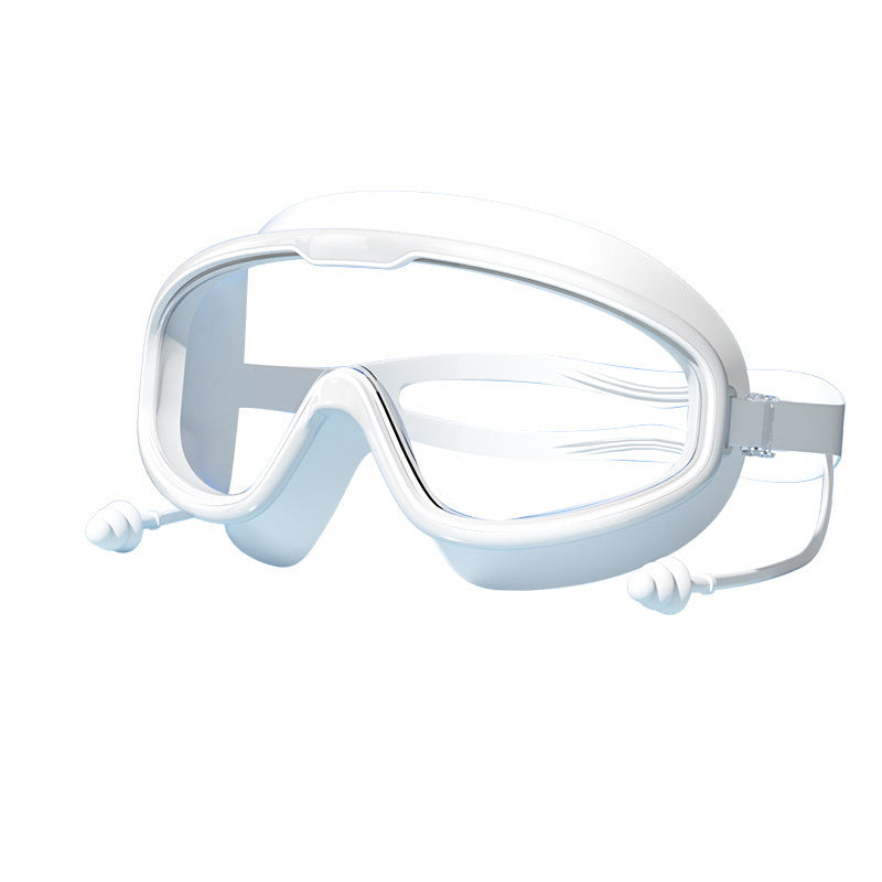 Large Frame Swimming Goggles High-definition Integrated Earplugs