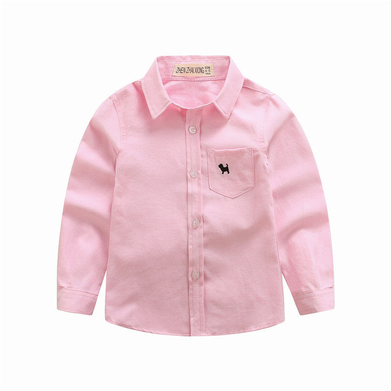 Kids Cotton Long Sleeve Shirt Casual Top Blue White Pink