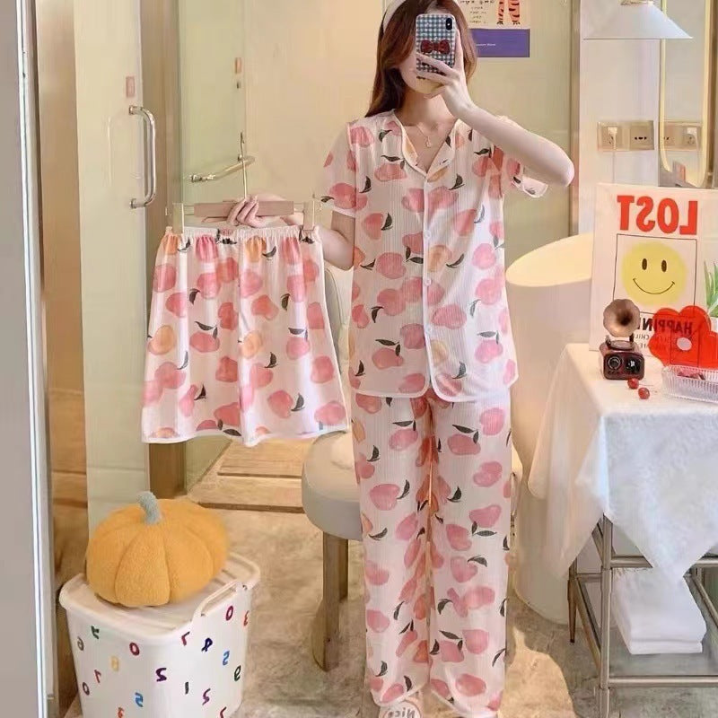 Women's Fashion Casual Printing Cotton Outer Wear Three-piece Suit
