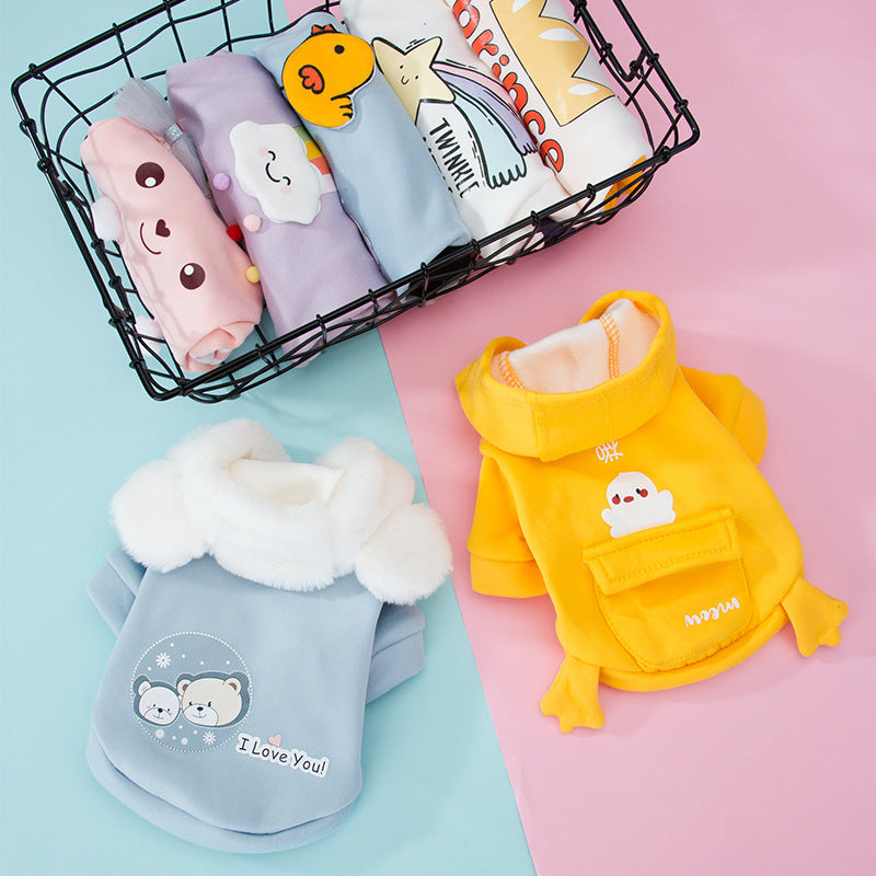 Dog Cat Hooded Sweater Cartoon Pet Clothes
