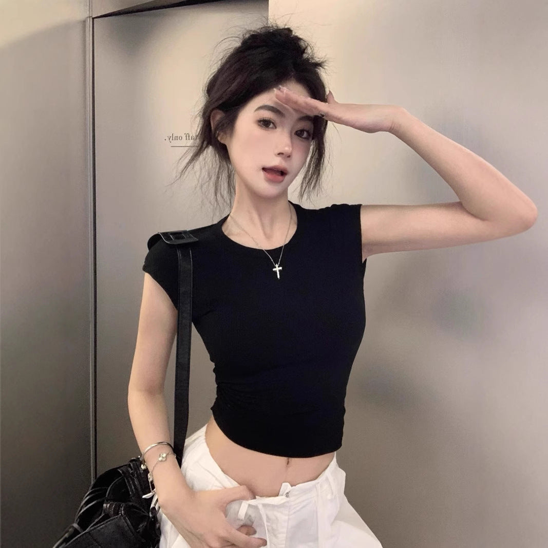 Women's Slim Fit CrossBack Short Sleeve Polyester Black