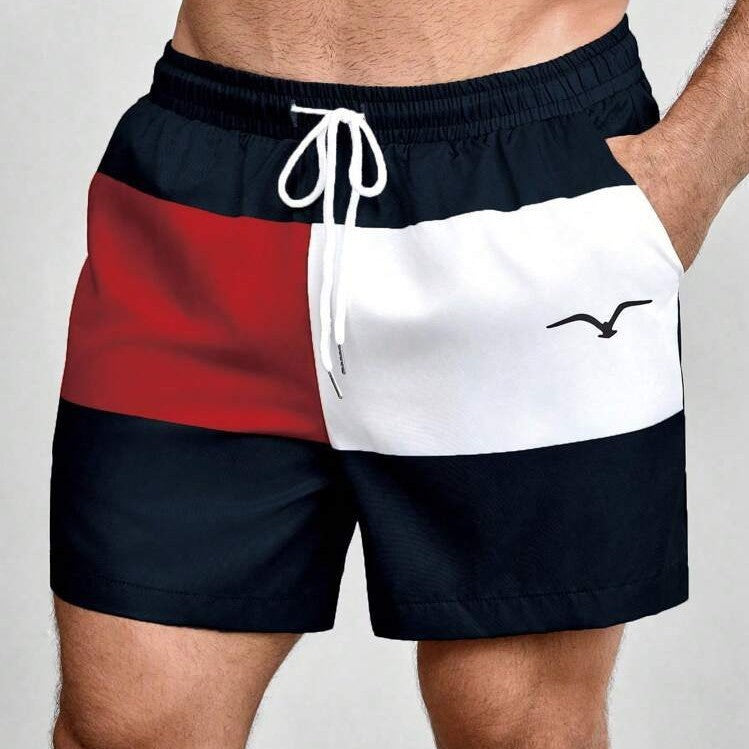 Men's Casual Drawstring Printed Polyester Regular Trousers