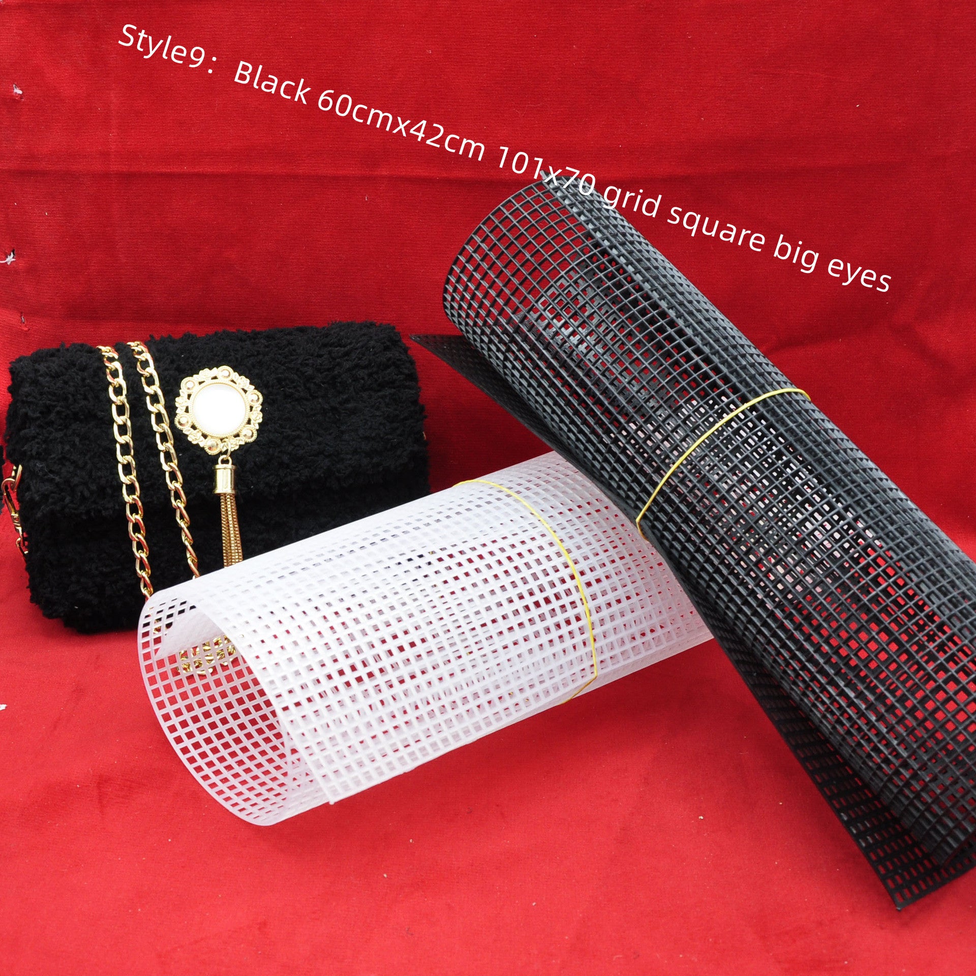 Cloth Woven Knitting Bag with 4mm Plastic Gridding Mesh Plate – DIY Craft Organizer