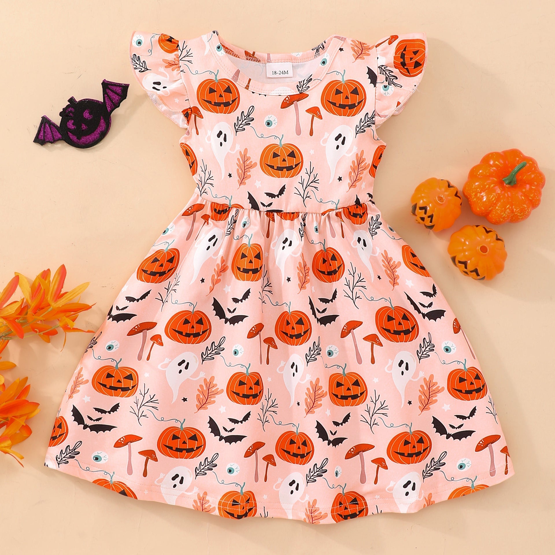 Girls Polyester Casual Printed Summer Dress Customizable