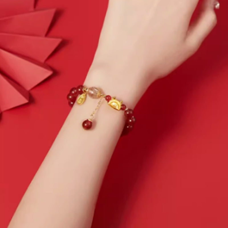 Lucky Blessing Card Hetian Jade Bracelet Chinese Style