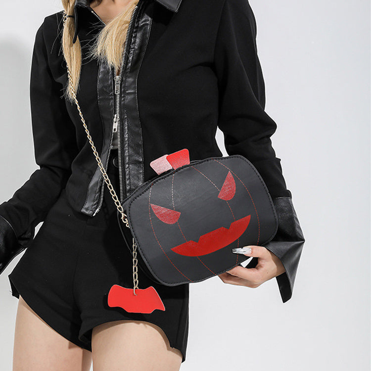 Halloween Pumpkin Shoulder Bag – Funny Cartoon Chain Crossbody Purse
