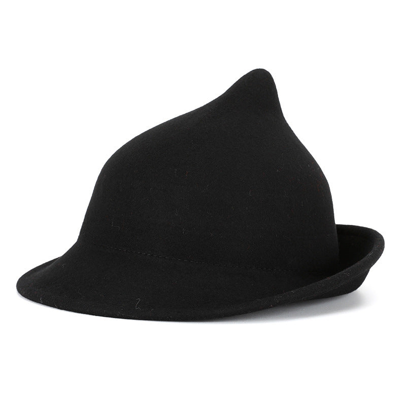 Fashion Personality Curling Wool Witch Hat – Trendy Winter Statement Headwear