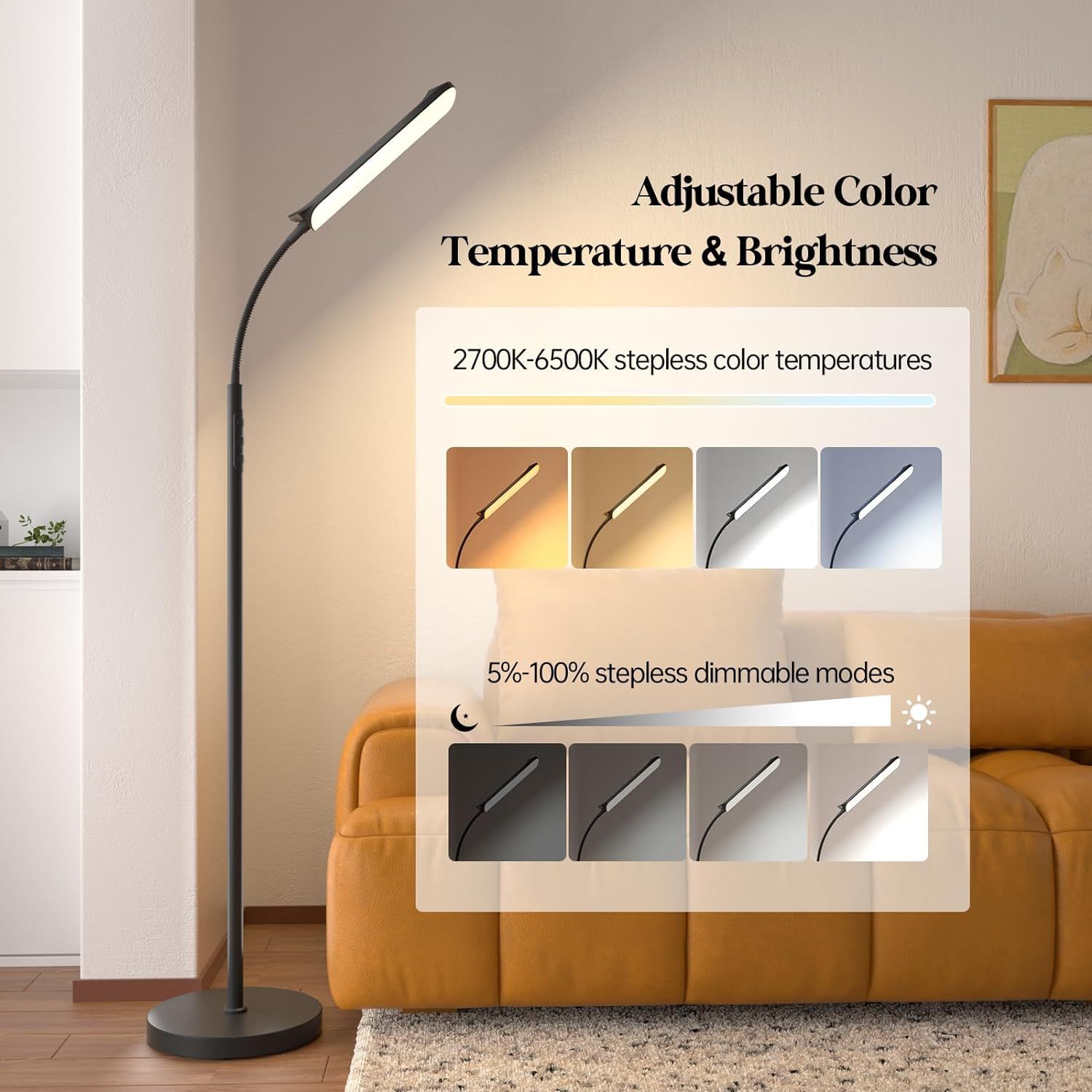 Simple Modern Sofa Bedroom Study LED Eye Protection Table Dual-use Remote Control Floor Lamp